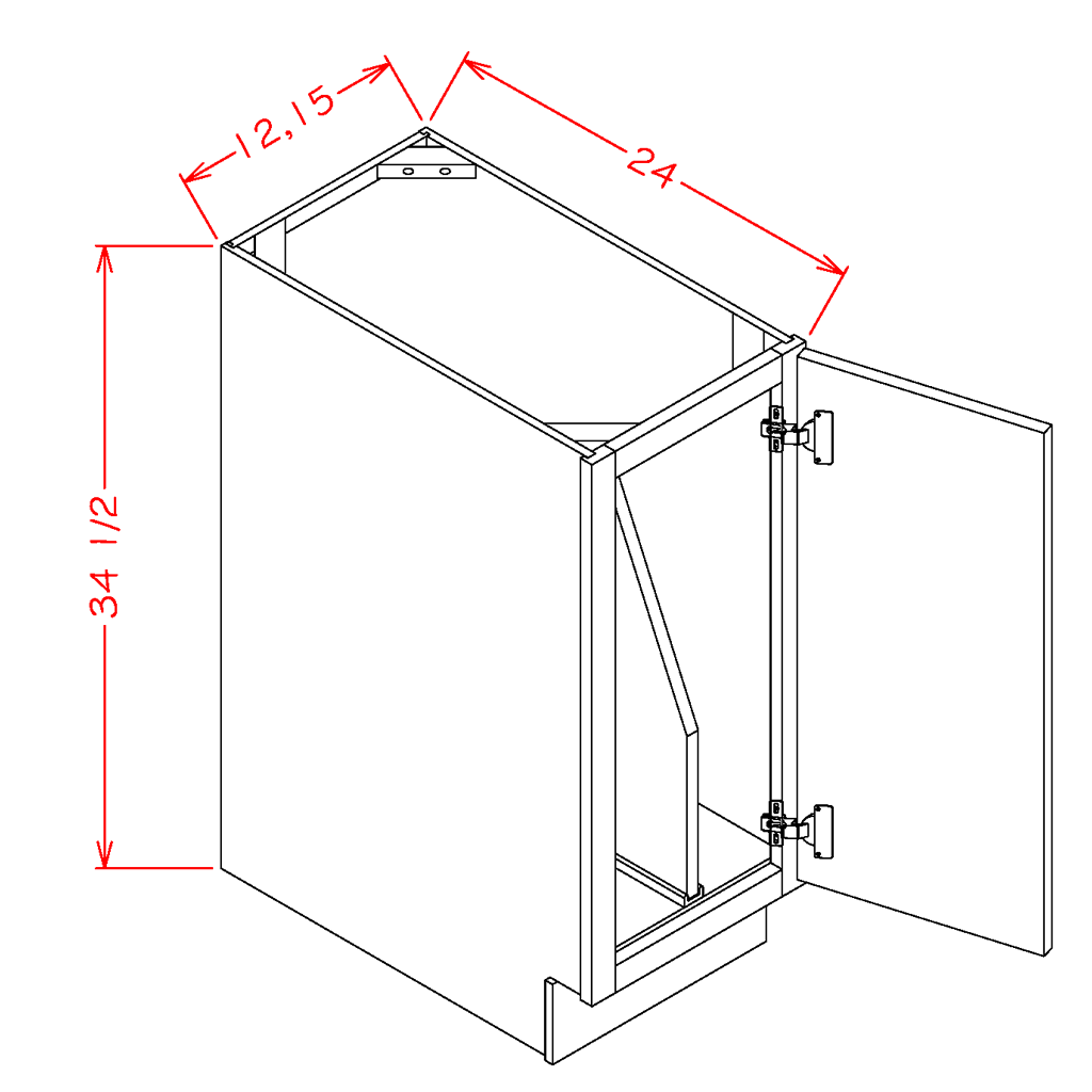 Timber Sand Full Height Door Tray Divider Base Cabinet Kit - 15"W x 34-1/2"H x 24"D