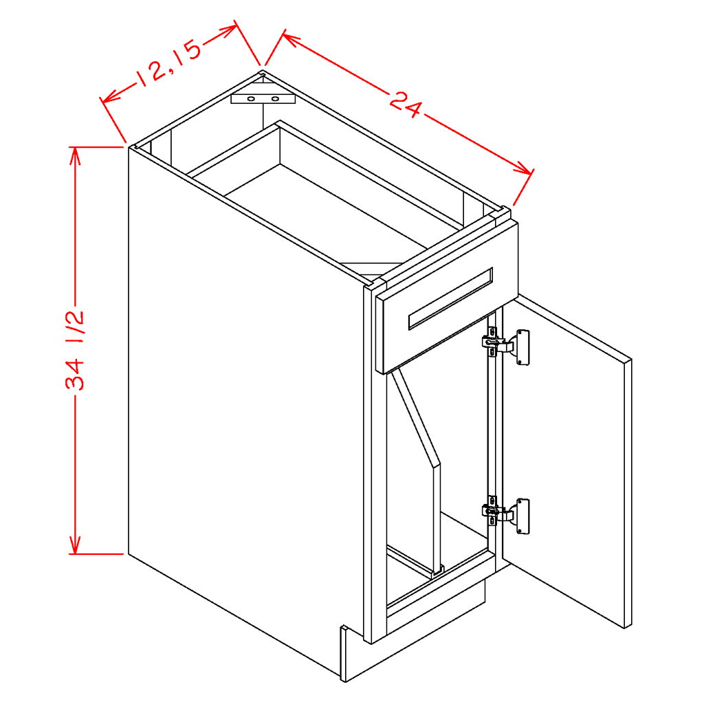 Timber Sand Tray Divider Base Cabinet - 15"W x 34-1/2"H x 24"D