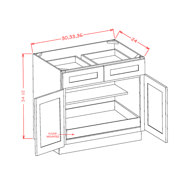 Timber Sand One Rollout Shelf Base Cabinet 36"W x 34-1/2"H x 24"D
