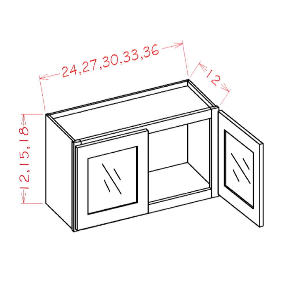 Timber Sand Stacker Wall Glass Door Cabinet with Finished Interior - 36"W x 15"H x 12"D