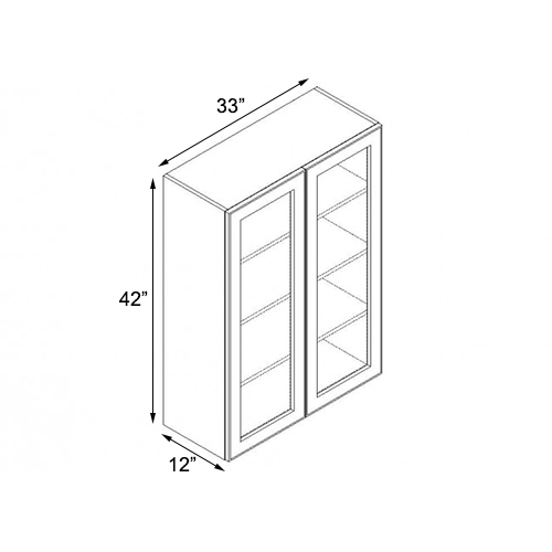 Ambrose Raised Panel Double Door Wall Open Face Cabinet - 33"W x 42"H
