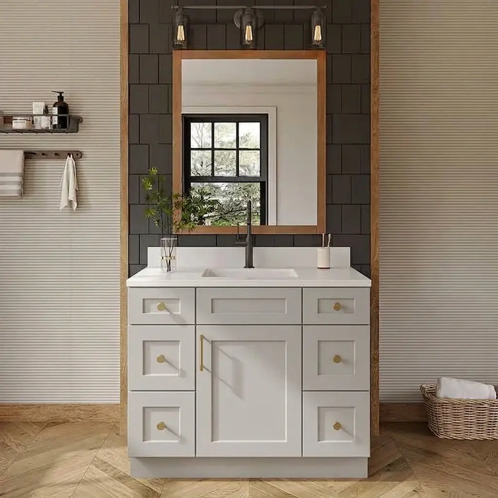Gunnison Shaker Vanity Double Drawer Combo Base Cabinet - 42"W x 34-1/2"H x 21"D