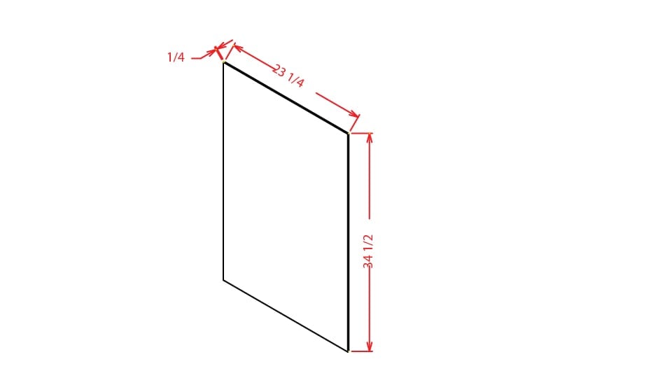 Harbor Blue Base Skin Panel - 1/4"D X 34 1/4"W X 23 1/2"H