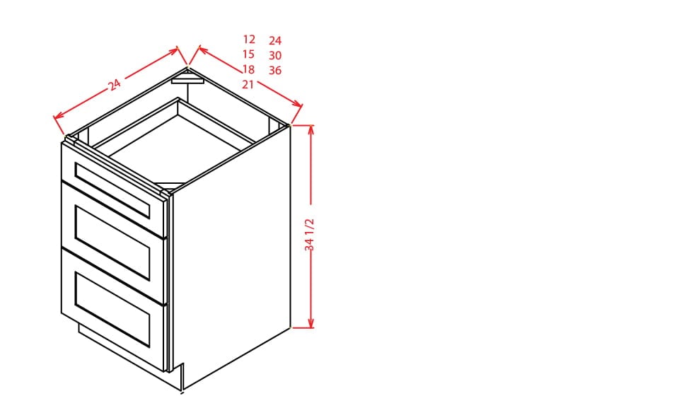 Harbor Cinnamon Drawer Base Cabinet - 24"W