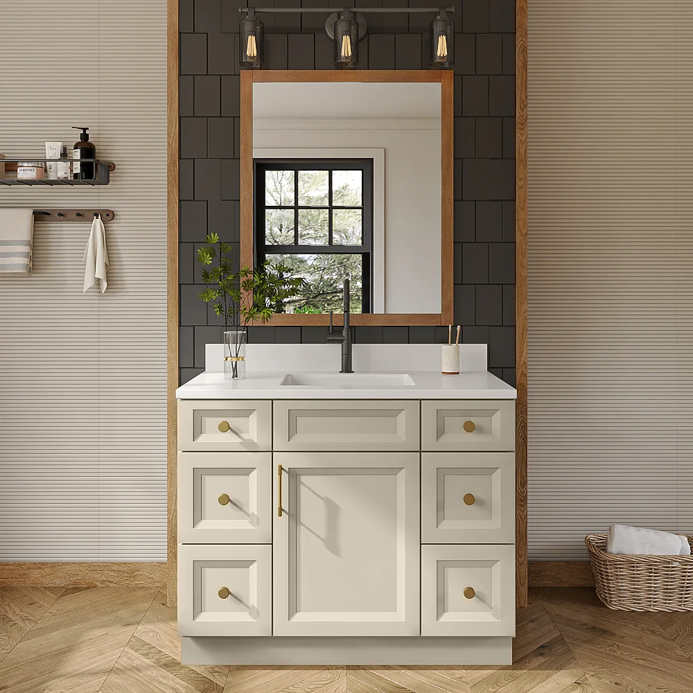 Timber Sand Vanity Double Drawer Combo Base Cabinet - 42"W x 34-1/2"H x 21"D