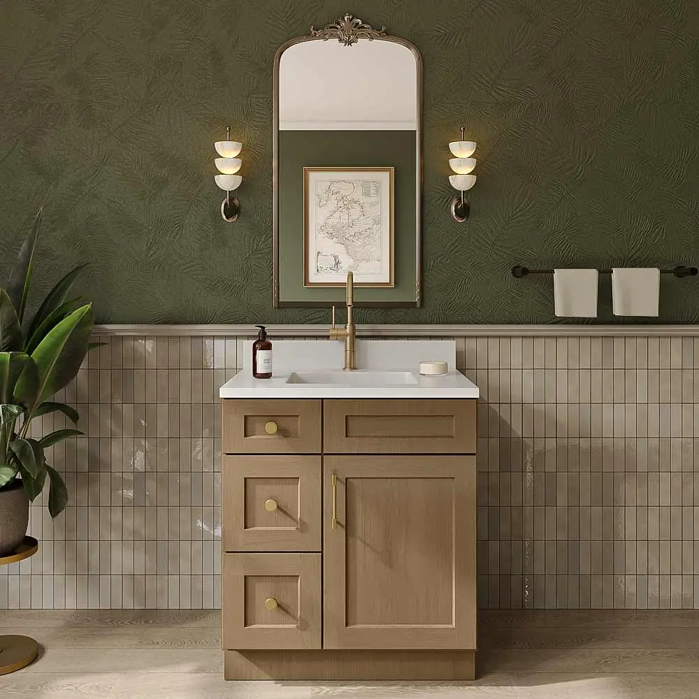 Rift Oak Shaker Vanity Sink Base - 30"W X 21"D X 34-1/2"H (Left)