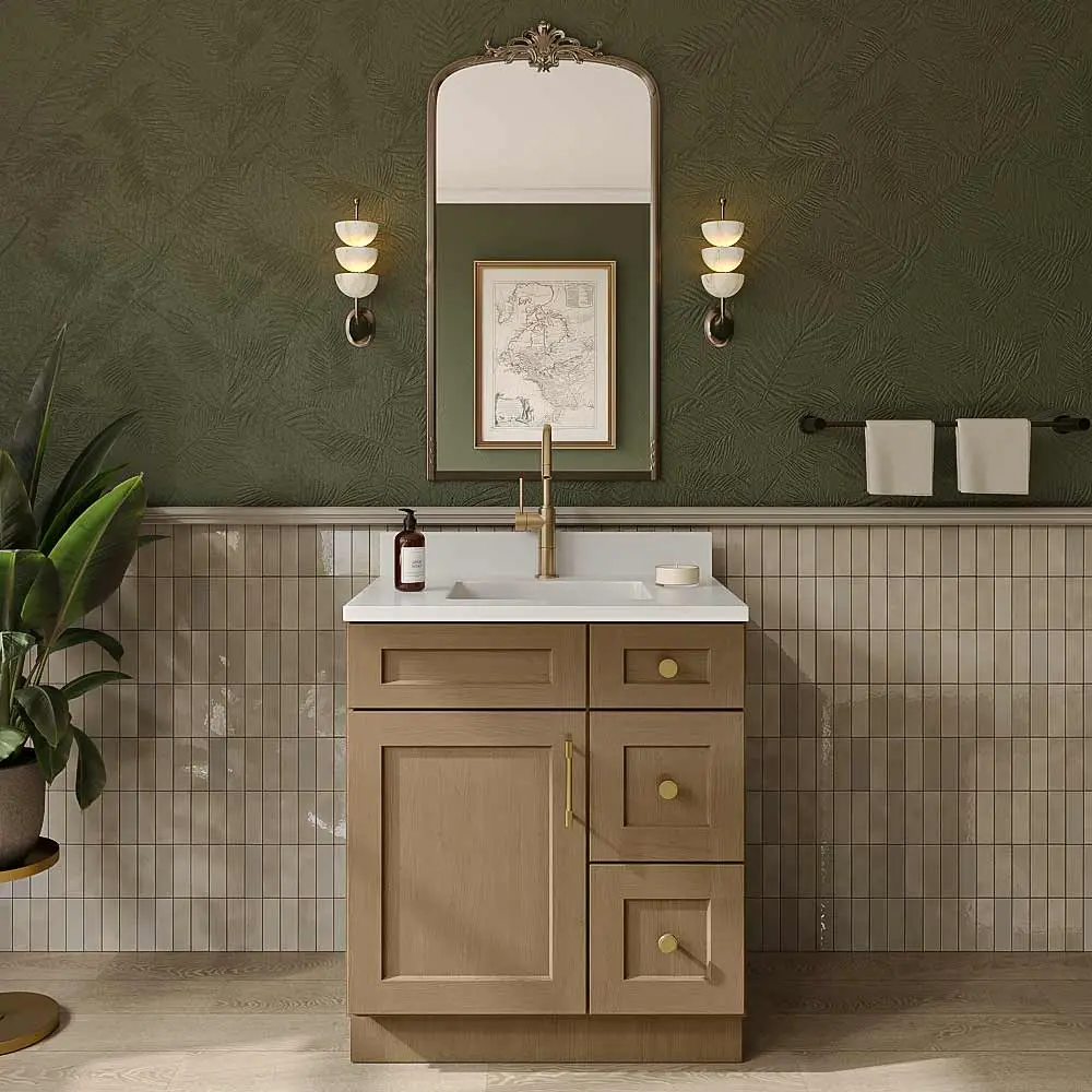 Rift Oak Shaker Vanity Sink Base - 30"W X 21"D X 34-1/2"H (Right)