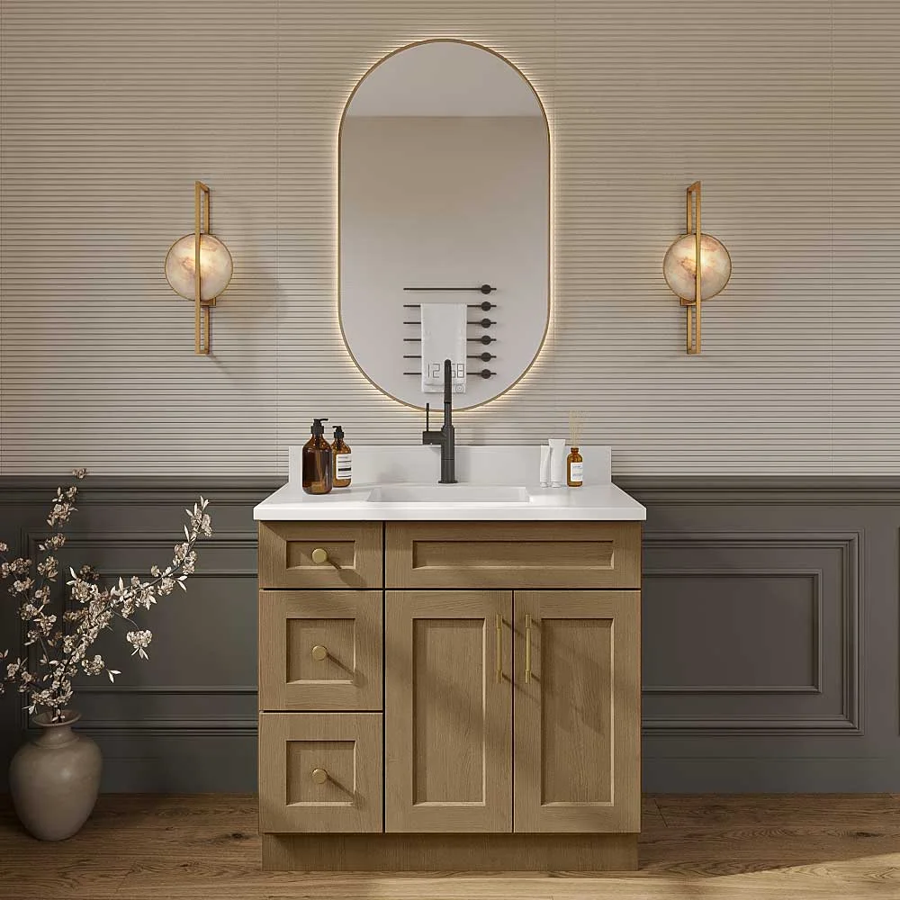 Rift Oak Shaker Vanity Sink Base - 36"W X 21"D X 34-1/2"H (Left)