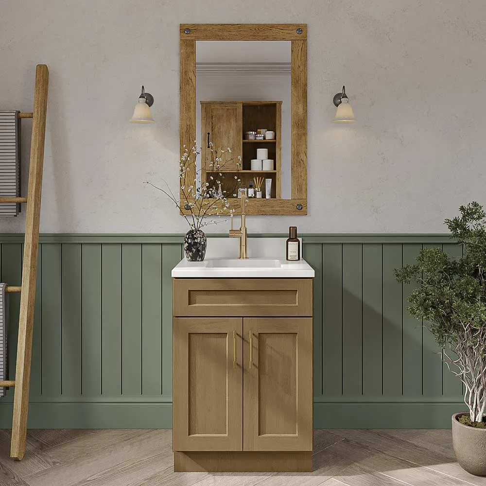 Rift Oak Shaker Shaker Vanity Sink Base Cabinet - 24"W X 21"D X 34-1/2"H