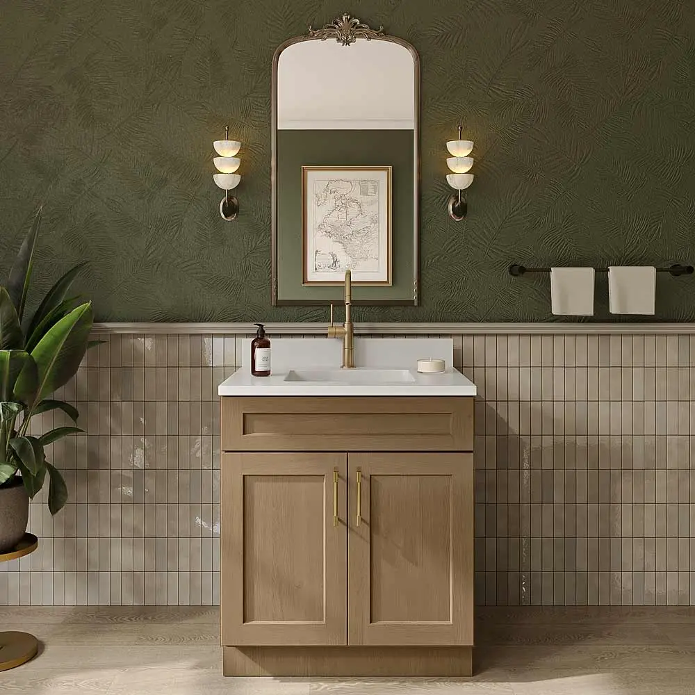 Rift Oak Shaker Double Door Vanity Sink Base - 30"