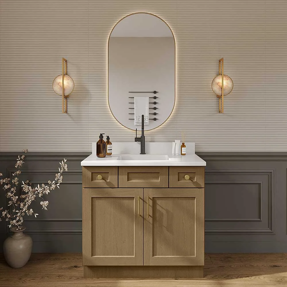 Rift Oak Shaker Vanity Sink Combo Base Cabinet - 36"W X 21"D X 34-1/2"H