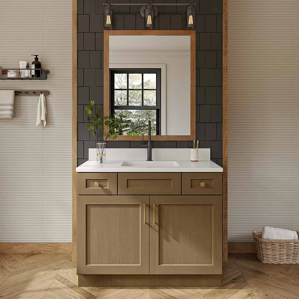 Rift Oak Shaker Vanity Sink Combo Base Cabinet - 42"W X 21"D X 34-1/2"H