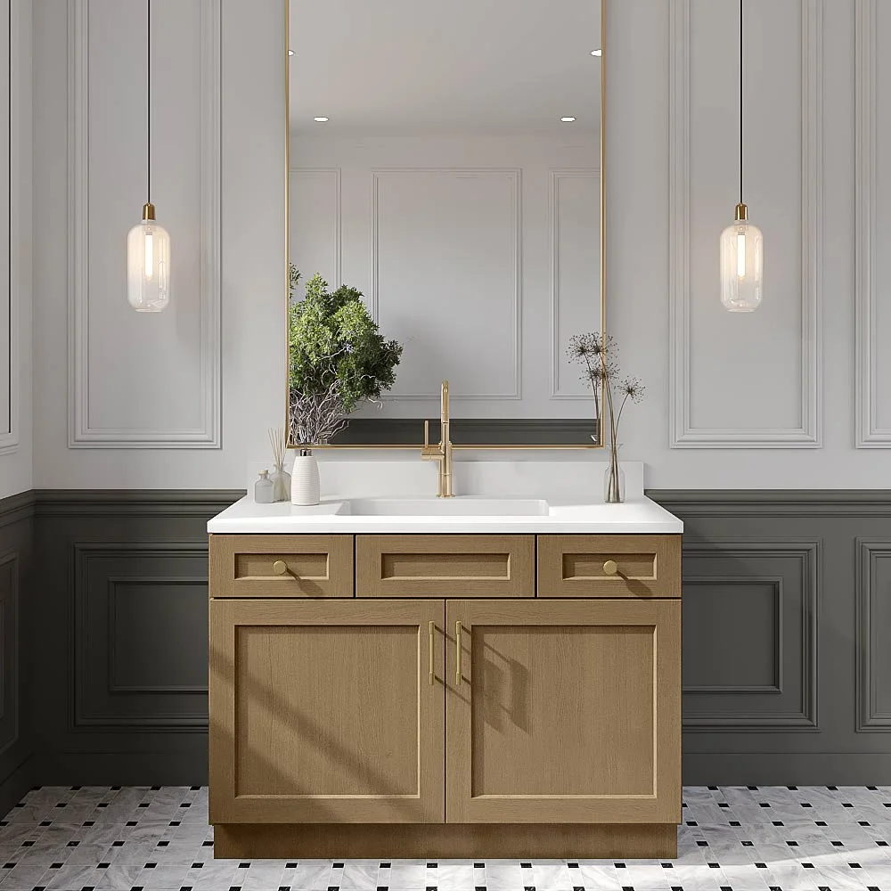 Rift Oak Shaker Vanity Sink Combo Base Cabinet - 48"W X 21"D X 34-1/2"H