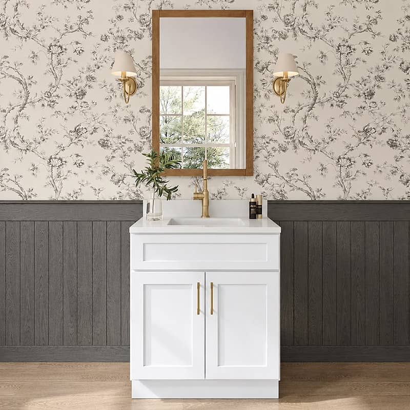 Weston White Shaker Double Door Vanity Cabinet - 30"W x 34-1/2"H